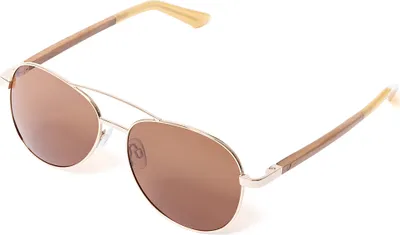 Produktbild von Bonizetti Herren Sonnenbrille BOSTON Breite 136mm Holz Gold, Glasfarbe braun 136mm Pilotenbrille, Naturmaterialien