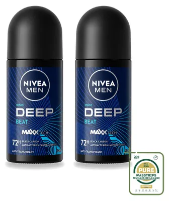 Produktbild von 2 x NIVEA MEN Deep Beat Deodorant Roller - 50 ml - Vorratspackung - 2 Stücke