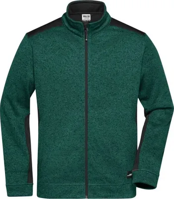 Produktbild von Pflegeleichte Strickfleece Jacke im Materialmix dark-green-melange/black, Gr. XL
