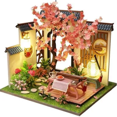 Image de Habarri | Maison Miniature - DIY Maison de Poupées - Maison en Bois avec Meubles et éclairage LED - Cadeau pour Enfants - Le Jardin Musical