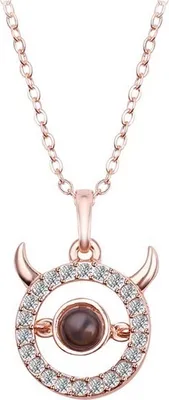 Produktbild von Elegante Halskette Hoop Memory in Gold – Zirkon Anhänger KP4958