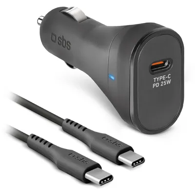 Produktbild von Autoladegerät mit USB-C-Kabel, USB-C, 25 W, 1 m, Schwarz