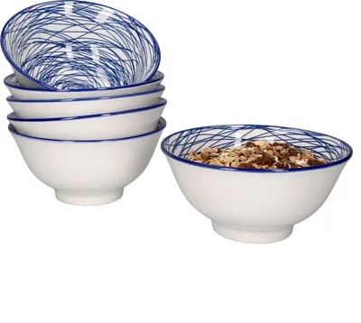 Obrázek produktu pro sada 6 misek Rabisco 500ml Modrobílá miska na müsli salát a dezert
