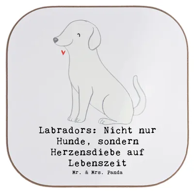 Produktbild von Mr. & Mrs. Panda Tischuntersetzer Labrador Herzensdiebe - Weiß - Geschenk, Hunderasse, verspielter Hund, Tassenuntersetzer, Therapiehund, Hunderassen, Holzuntersetzer