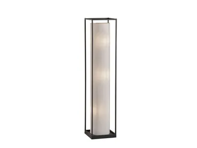 Produktbild von Kleine Stehleuchte 114,5cm Schwarz / Weiß mit Leinen Lampenschirm & LED dimmbar
