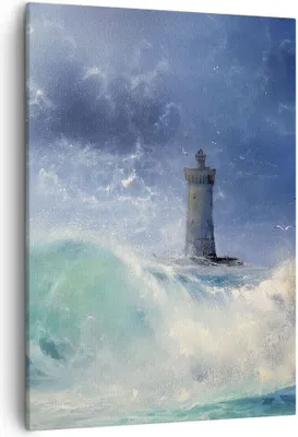 Produktbild von Bild auf Leinwand - Leinwandbild - Einteilig - Leuchtturm Meer - 50x70cm - Wand Bild - Wanddeko - Wandbilder - Leinwanddruck - Kunstdruck - Wanddekoration - Leinwand bilder - Wandbild - PA50x70-3576