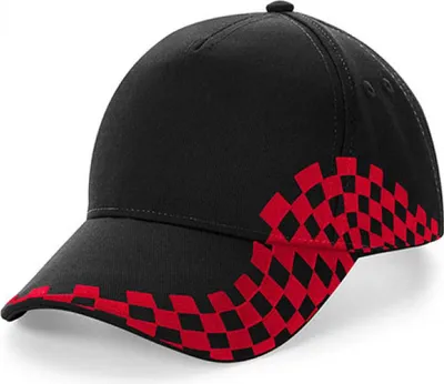 Produktbild von Beechfield B159 | Grand Prix Cap / Kappe / Mütze / Hut - Farbe: Black/Classic Red - Größe: One Size