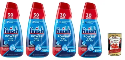 Produktbild von Finish Powergel Fresh Flüssigwaschmittel für die Spülmaschine, multifunktional, entfettende Wirkung, 30 Wäschen 4x 600ml + Italian Gourmet polpa 400g