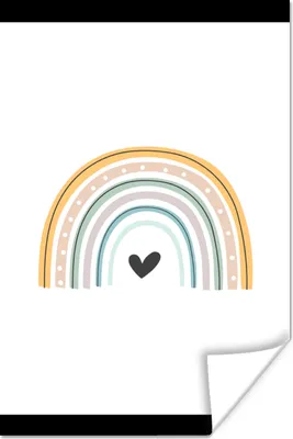 Produktbild von MuchoWow® Poster Regenbogen - Herz - Tupfen - Pastell - Kinder 120x160 cm - Wandbilder
