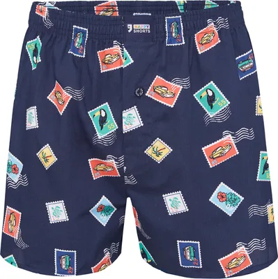 Immagine prodotto di Happy Shorts Boxer da uomo in tessuto - Stile americano, cotone, fantasia Stamps S