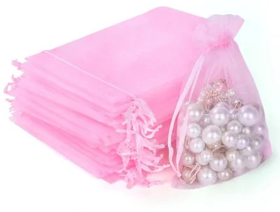 Productafbeelding van Organzazakje - Transparant - 10 x 15 cm - 105 stuks - Met satijnen trekkoord