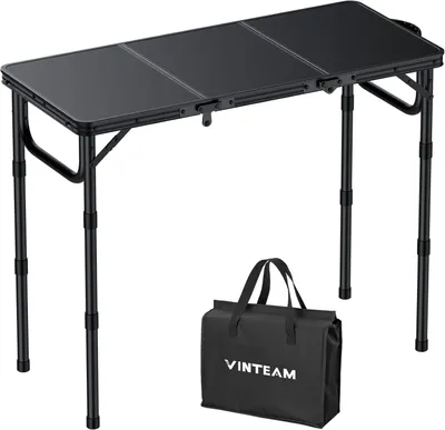 Imagen del producto de Mesa plegable para camping, de aluminio, 87 x 40 cm, con 3 niveles de altura ajustables, ideal para balcones y jardines
