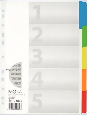 Zdjęcie produktu dla PAGNA Register A4 5 szt. zakładka 5-kolorowa biała