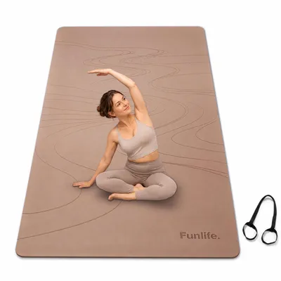 Produktbild von FunLife Yogamatte Extra Breit 183 × 80 cm, 8 mm TPE rutschfest, Fitnessmatte Gymnastikmatte Sportmatte mit Tragegurt für Yoga, Pilates , Chocolat