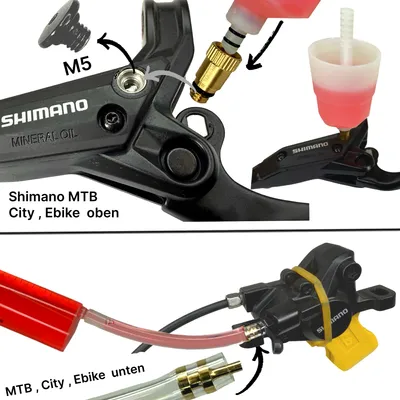Produktbild von Service Kit inkl.100ml Shimano Mineral ÖL MTB City Rennrad Gravel Befüllbecher Trichter M5 M7 M6