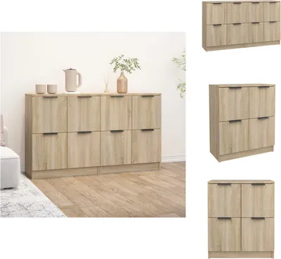 Immagine prodotto di vidaXL Credenze 2 pezzi rovere Sonoma 60x30x70 cm materiale a base di legno - Credenze