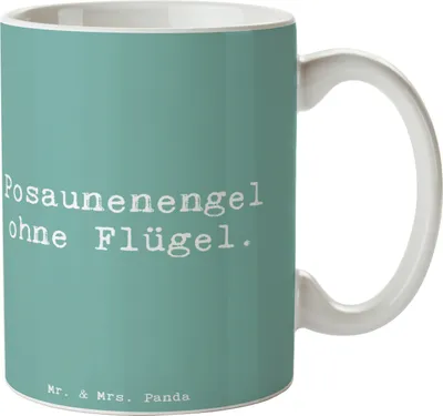 Produktbild von Mr. & Mrs. Panda Tasse Spruch Engel Posaune - Meeresbrise - Geschenk, Teetasse, Lernen, Musikinstrument, Keramiktasse, Musik, Instrument, Musiker, Orchester, Pott, Becher