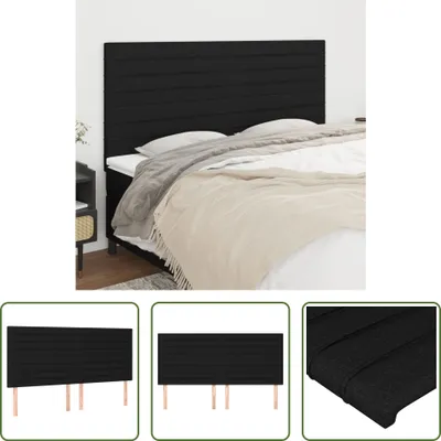 Produktbild von The Living Store Kopfteile 4 Stk. Schwarz 100x5x78/88 cm Stoff
