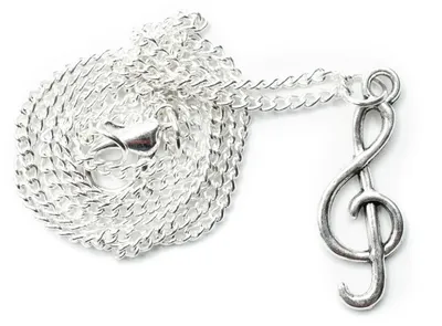 Produktbild von Violinschlüssel Halskette Kette Miniblings Notenschlüssel Musik 45cm silber