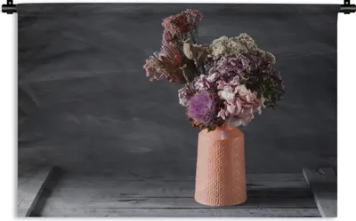 Produktbild von MuchoWow® Wandteppich Wandbehang Stilleben - Getrocknete Blumen - Vase 150x100 cm Tapisserie Dekoration Wandtuch - Waschbar - Tapisserien - Wand-Decke