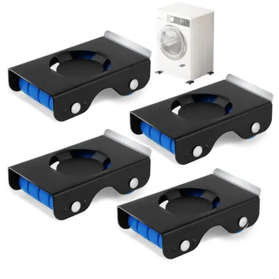 Image de Support de machine à laver avec freins, ensemble de roulettes pour meubles, capacité de charge de 350 kg, couleur noire