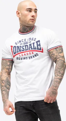 Image de T-shirt homme coupe ajustée GAVRENE Blanc/Bleu marine/Rouge M Lonsdale