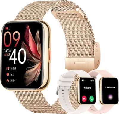 Produktbild von Smartwatch für Damen, mit Anrufen und WhatsApp, Sprachassistent, 1,85 Zoll , digitale Uhr mit Herzfrequenzmesser, Schlafmonitor, SpO2 fur Android IOS