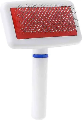A grooming brush for pets, isolated on a white background.