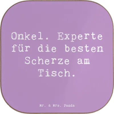 Produktbild von Mr. & Mrs. Panda Holzuntersetzer Spruch Onkel Scherzkönig - Lavendeltraum - Geschenk, gläseruntersetzer, Flaschenuntersetzer, Verwandte, Tassenuntersetzer, Ersatzvater