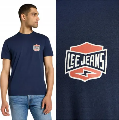 Produktbild von Lee RELAXED TEE lockeres marineblaues Baumwoll-T-Shirt Logo L