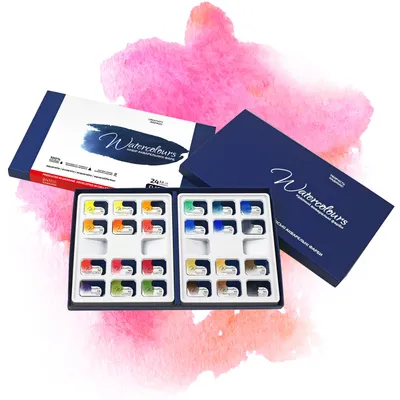 Produktbild von Aquarellfarben 7 Artists 24 Farben Classic Karton | Aquarellfarben Kasten | Aquarellkasten für Künstler | Aquarellfarben Flüssig | Watercolor Paint