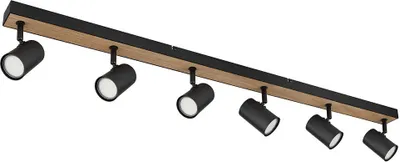 Produktbild von Deckenleuchte, Metall, Holzoptik, 6-Flammig