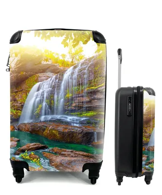 Produktbild von MuchoWow® Koffer Handgepäck Trolley Rollkoffer Kleine Reisekoffer mit 4 Rollen - Natur - Wasserfall - Pflanzen - Bäume - Sonne - Cabin Size < 55x40x23 cm & 55x40x20 cm - Fotokoffer - Kabinenkoffer - Boardgepäck - Reise-Box - Reisekoffer - Reisegepäck - Koffer mit Bild - Trolley für Kinder