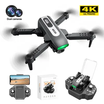 Imagen del producto de Mini dron plegable con control remoto, cuadricóptero, listo para usar, con WiFi y transmisión FPV, equipado con doble cámara HD de 4K/1080P