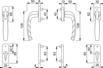 Immagine prodotto di Set da balcone NY 0810/961N/U10/... alluminio F1 63-73mm 4-KT.7mm HOPPE