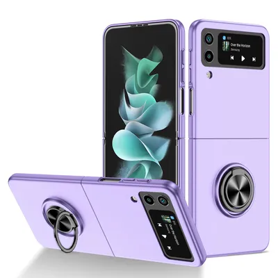 Obrázek produktu pro Tenké tvrdé PC pouzdro pro Samsung Galaxy Z Flip 4 5G, s prstencovým stojánkem Fialová