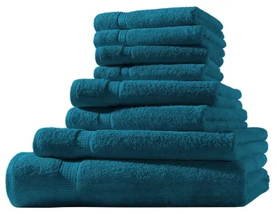 Produktbild von XL-Set 8tlg Frotteetücher Elegance 100% Baumwolle 500 gsm Gästetücher Handtücher Duschtücher Badetücher petrol