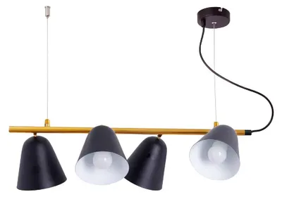 Image de Suspension, métal, noir, 4 flammes, L 61 cm