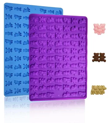 Image de Moules en silicone en forme d'ours, 152 cavités, lot de 2, pour bonbons et chocolat