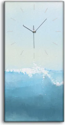 Produktbild von Wandbild Leinwand Bilder mit Uhr 30x60 Gemälde Abstrakte Meer Wellen Kunst - weiße Hände
