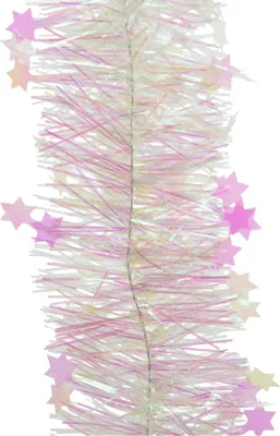 Produktbild von Weihnachtsgirlande Lametta mit Sternen 9cm x 2,7m - Klar irisierend