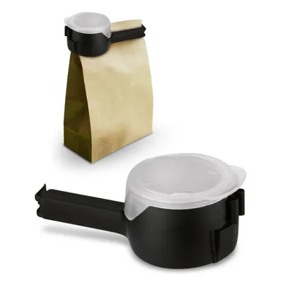 Image de clip de fermeture pour emballages avec distributeur, 6 x 4,5 x 13 cm, noir