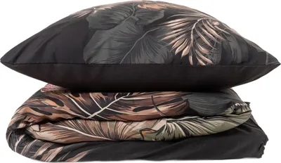 Produktbild von HOMLA EC FONCE Mikrofaser-Bettwäsche schwarz Blatt 140x200 + 1*70x80 cm