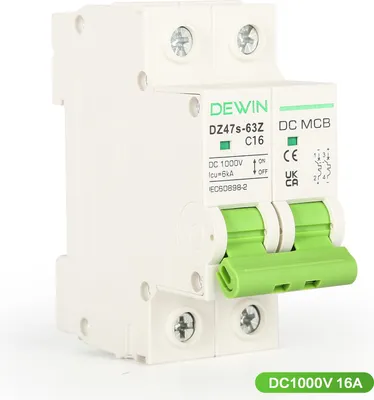 Produktbild von 2-poliger 16A DC1000V Mini-Leistungsschalter Überlast- und Kurzschlussschutz für Solaranlagen