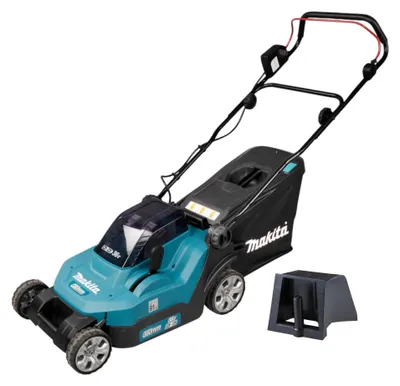Immagine prodotto di Tosaerba a batteria Makita DLM 382 Z 36 V (2x 18 V) 38 cm 40 l + cuneo di pacciamatura - senza batteria, senza caricabatterie