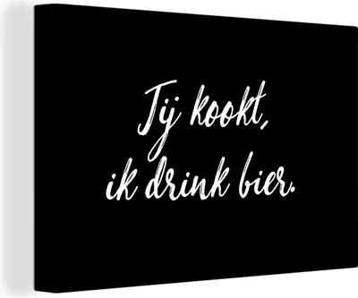 Produktbild von OneMillionCanvasses® - Leinwandbilder - 140x90 cm, Du kochst, ich trinke Bier - Bier - Zitate - Sprichwörter - Alkohol, Wandbilder Kunstdruck Wanddekoration - Foto auf Leinwand -