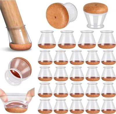 Obrázok produktu pre 24 ks podložiek pod nohy, silikónové chrániče na drevené podlahy, podložky pod nábytok s protisklzovou úpravou a obaleným okrajom z filcu, stredné (vhodné pre: 1,94–3,0 cm)