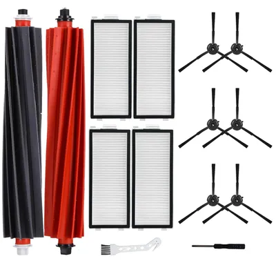 Zubehörset für Saugroboter, 14-teilig, 2 Hauptbürsten, 6 Seitenbürsten, 4 Filter
