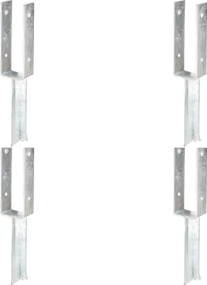 Immagine prodotto di Supporti per pali a U Alberts 4 pezzi con ancoraggio in calcestruzzo in ferro a T, 71x200 mm, zincati a caldo, da cementare, ancoraggio in calcestruzzo 200 mm