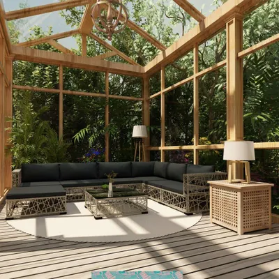 Immagine prodotto di vidaXL set salotto da giardino 8 pezzi con cuscini in poly rattan grigio